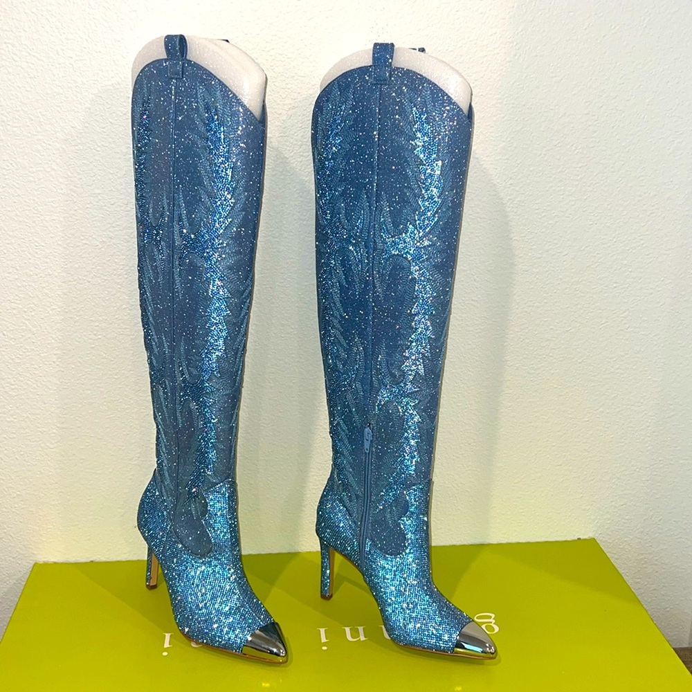 NEW Gianni bini blue rhinestone cowgirl boots ✨